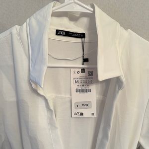 NWT Zara White and Gold Tie Dress